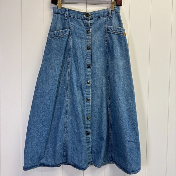 Dreamsicles Dresses & Skirts - Vintage Dreams Womens Boho Western Cowgirl Denim Midi Skirt Size 8 Trad Wife